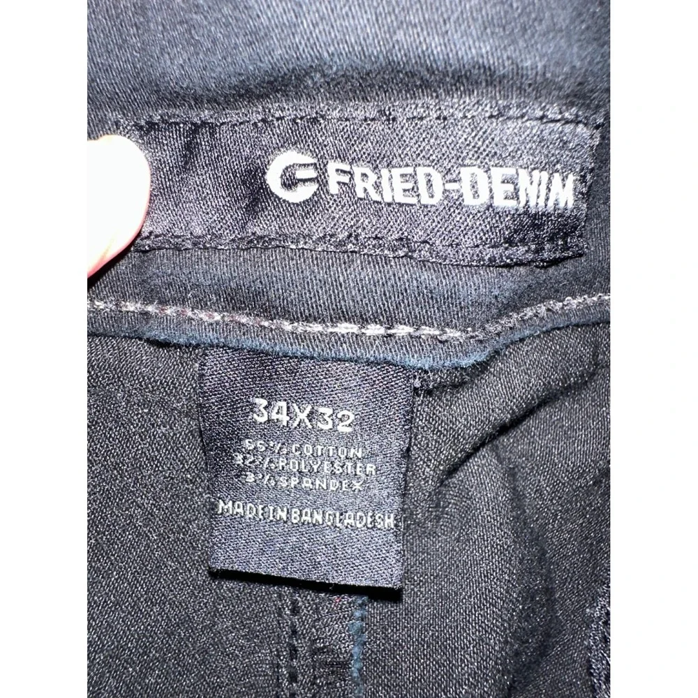 Fried Denim Mens Black Slim Straight Stretch Pants 34x32 Cotton Blend